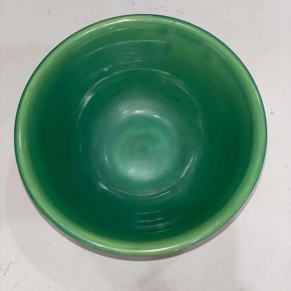 Vintage Bauer Pottery Ring Ware #12 Mixing Bowl Jade Green Beehive 9.5”